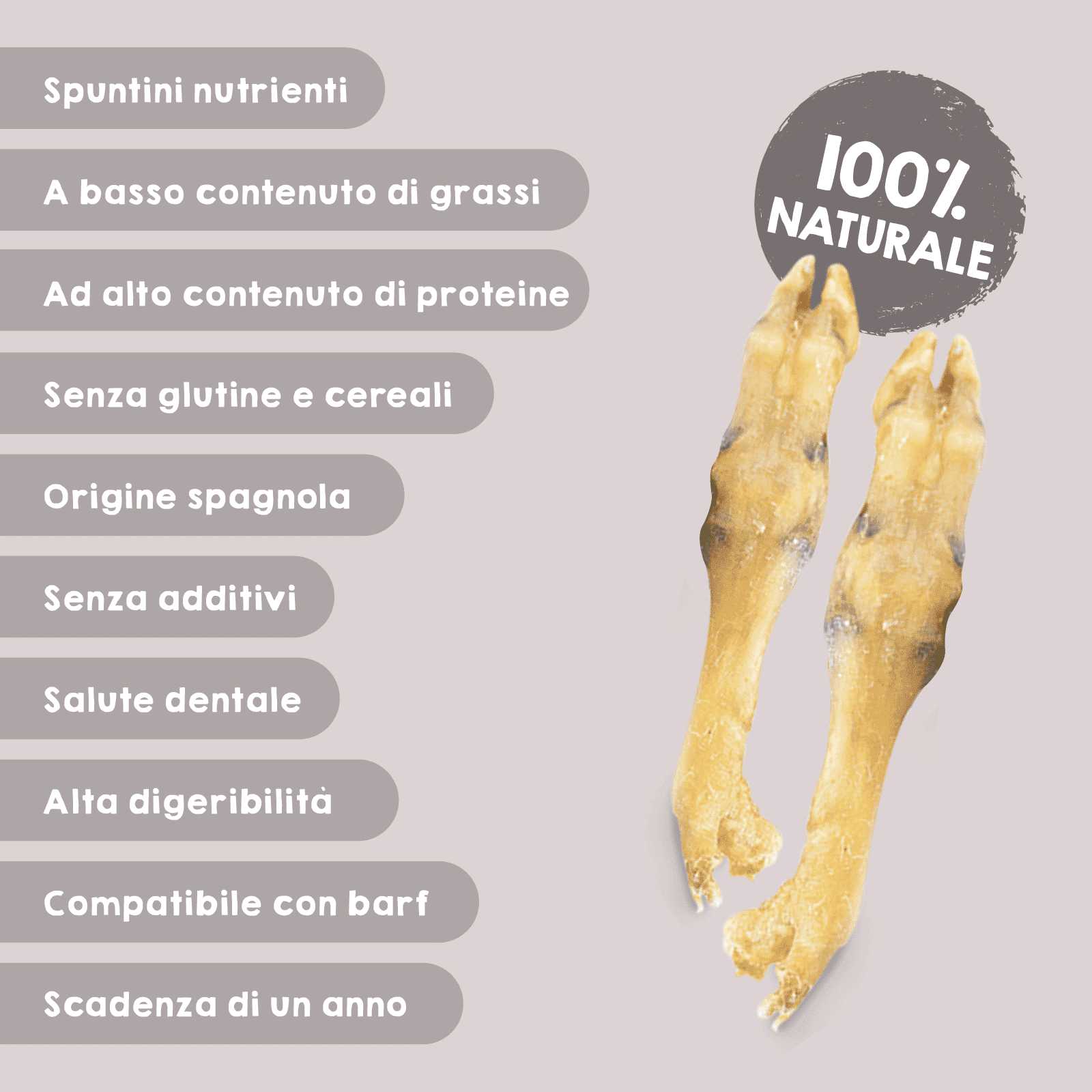 Bocconcini naturali di zampette di agnello per cani