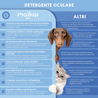 Confronto tra il detergente oculare con ectoina Maikai Pets e altri colliri per cani e gatti.