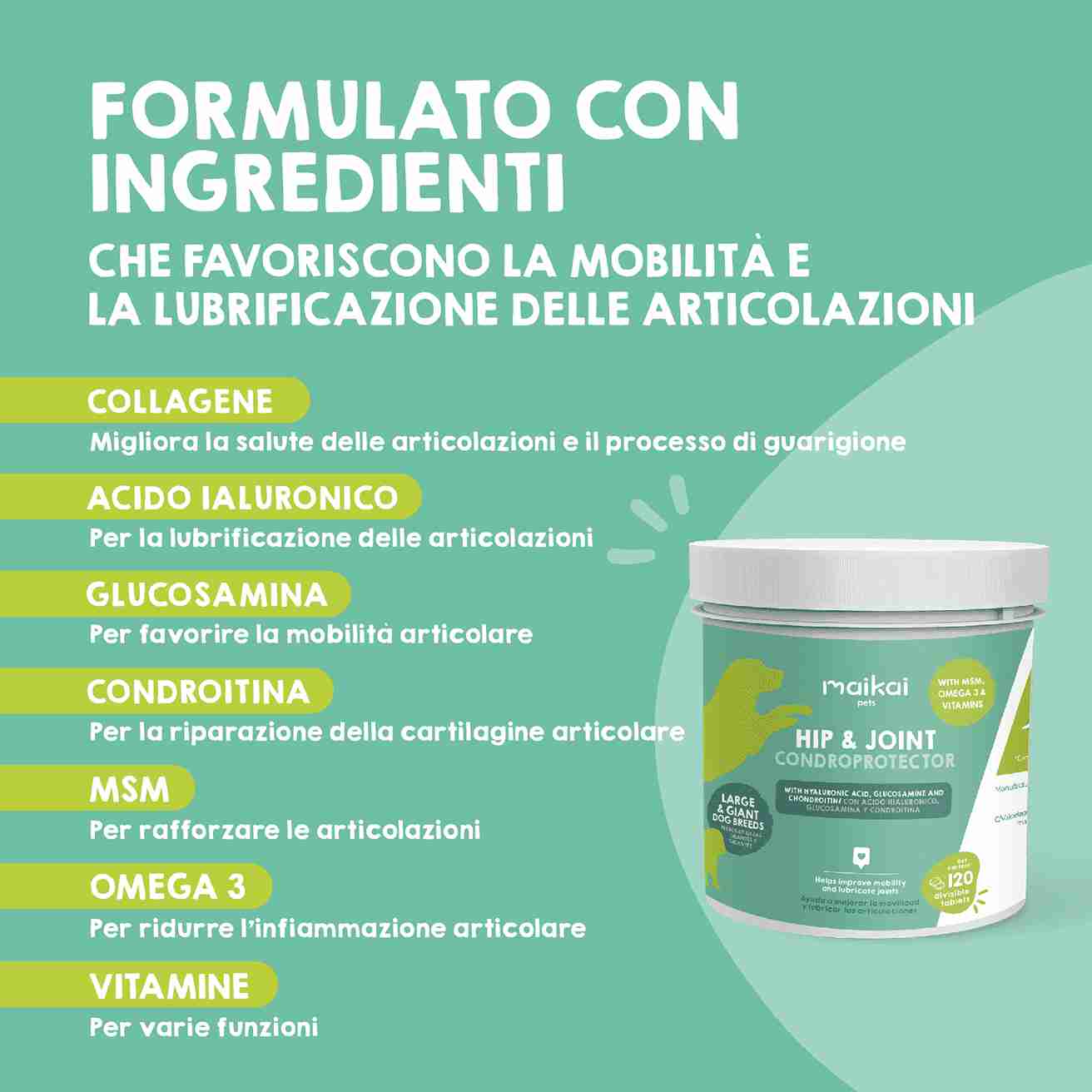 Integratore di supporto articolare per cani di grossa taglia