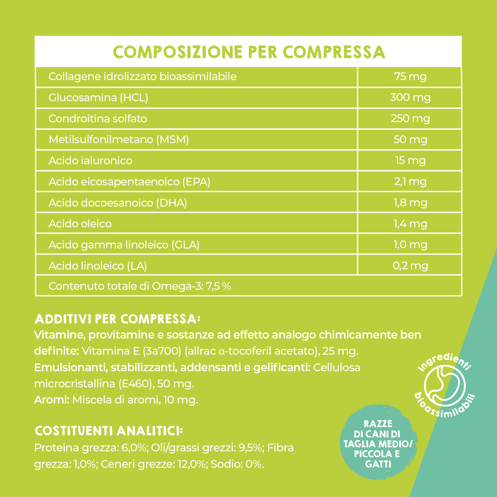 Integratore di supporto articolare per cani e gatti