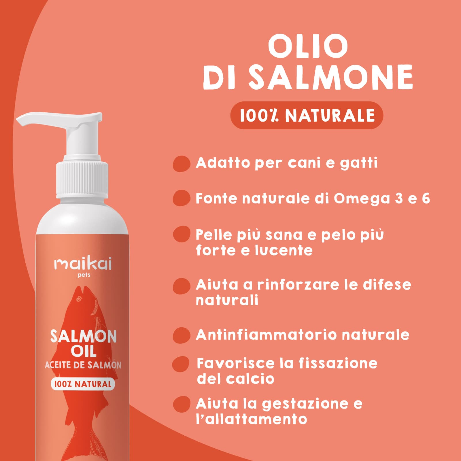 Olio di salmone norvegese per cani