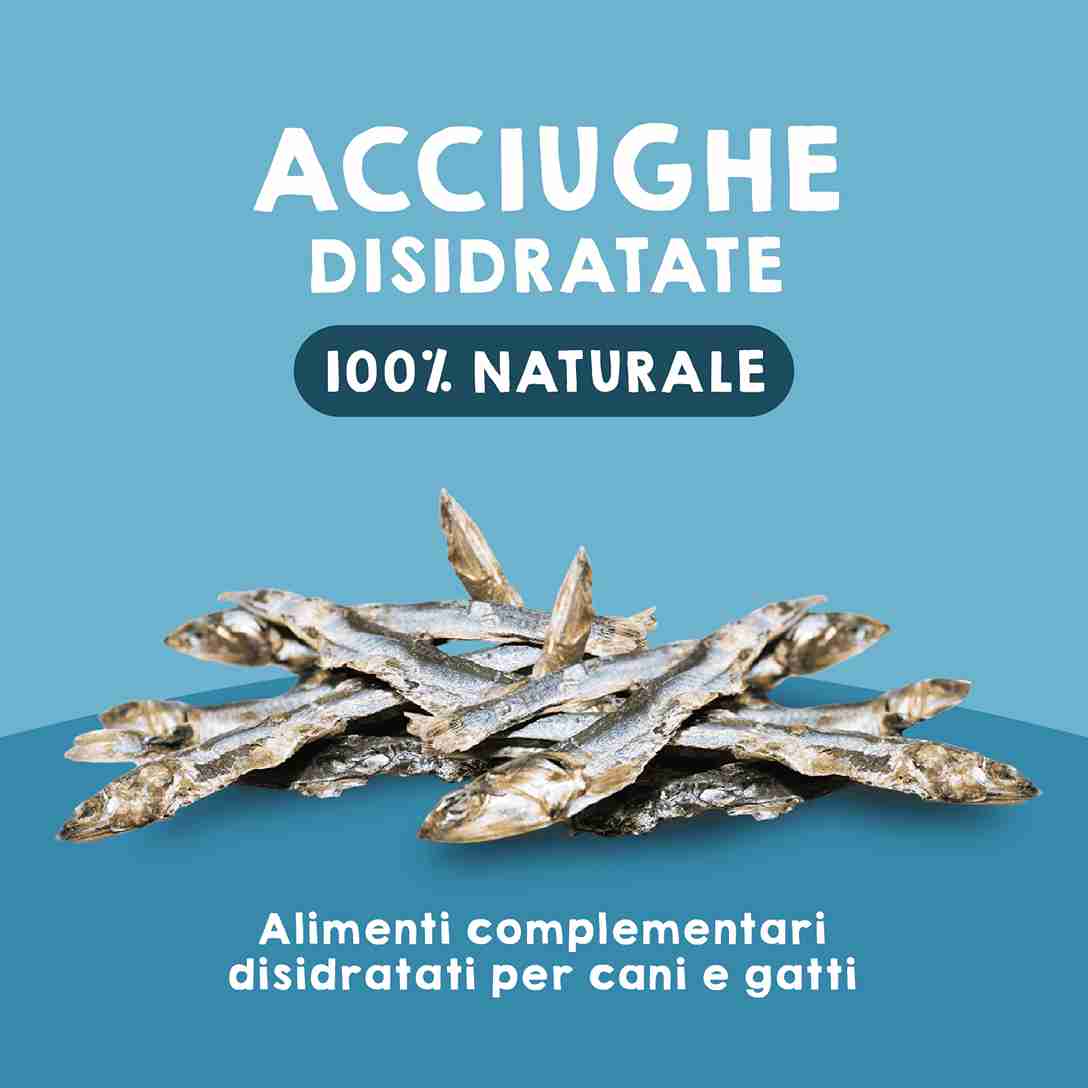 Premietti naturali di acciughe per cani e gatti come snack
