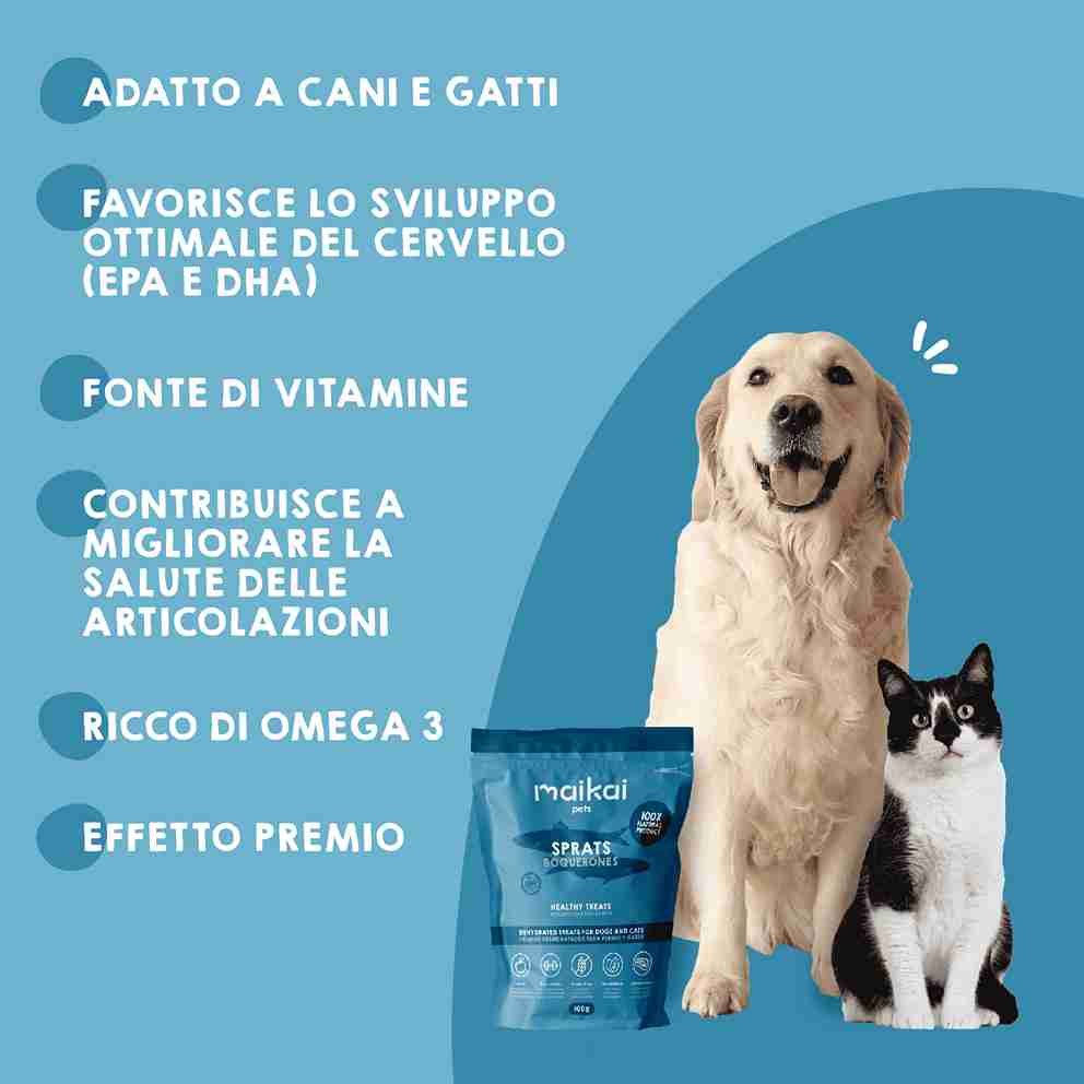Snack naturali di acciughe per cani e gatti