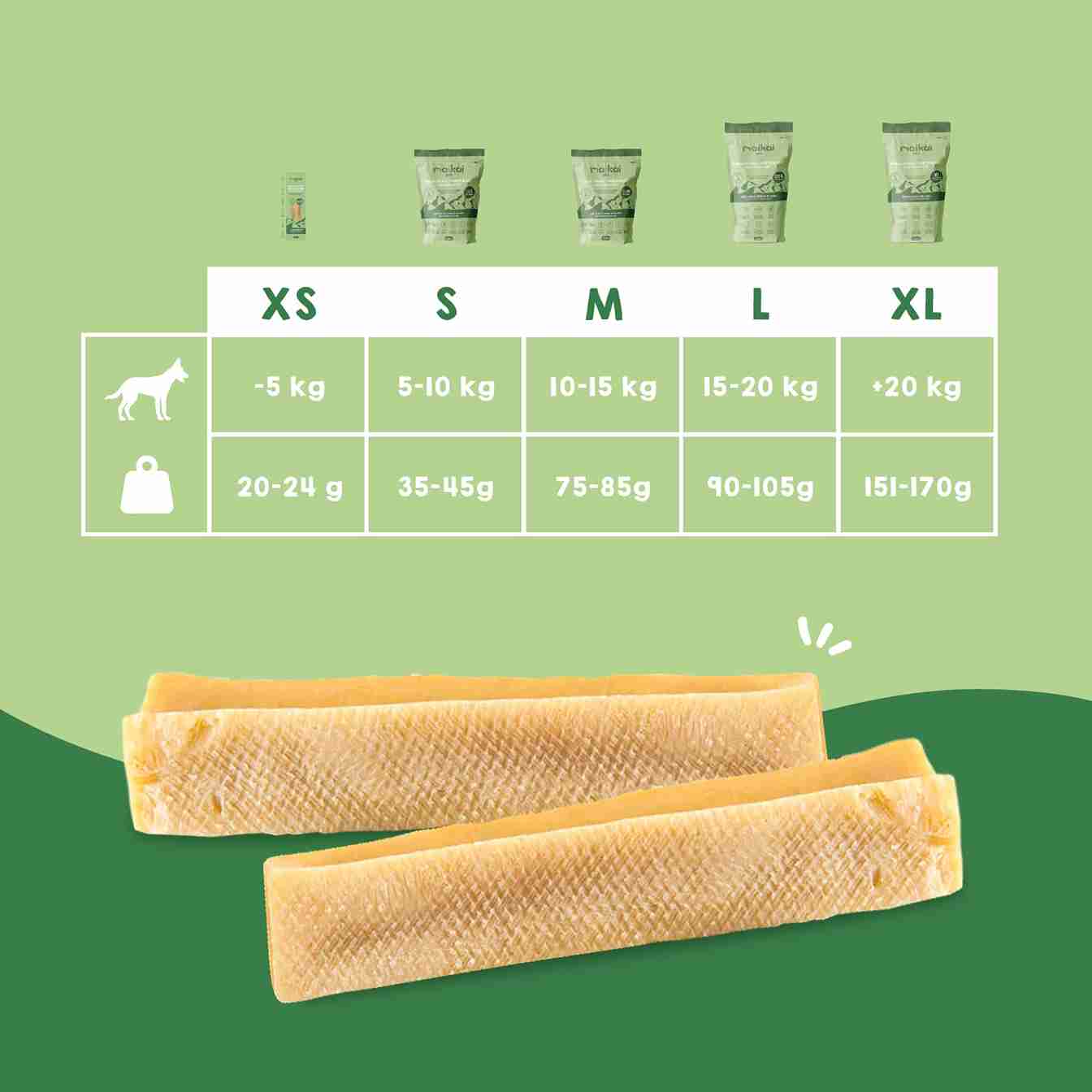 Queso de yak para perros – disponible en varias tallas, snack natural duradero que fortalece la dentadura y entretiene a tu mascota