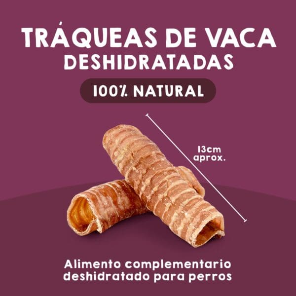 Caracteristicas chuches naturales perros traqueas de ternera deshidratadas