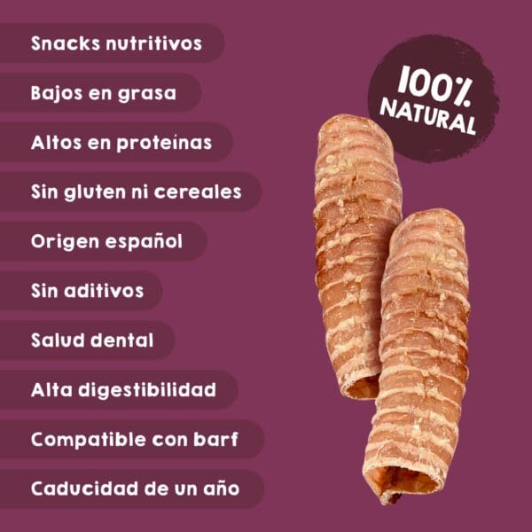 Beneficios chuches naturales perros traqueas de ternera deshidratadas